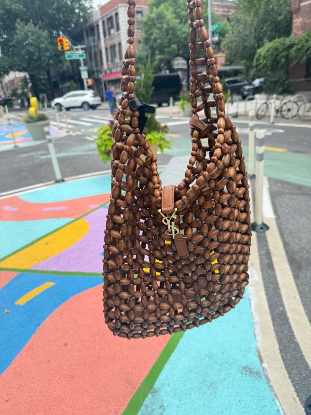 EUC Saint Laurent YSL - Le 5 a 7 Large Wood Bead Bag in Light Wood! Very Rare! - Picture 3 of 10